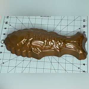🐟 Vtg Large Copper Fish Jello/Cake Mold. Rare Find. Great Kitchen Wall Decor.🐟